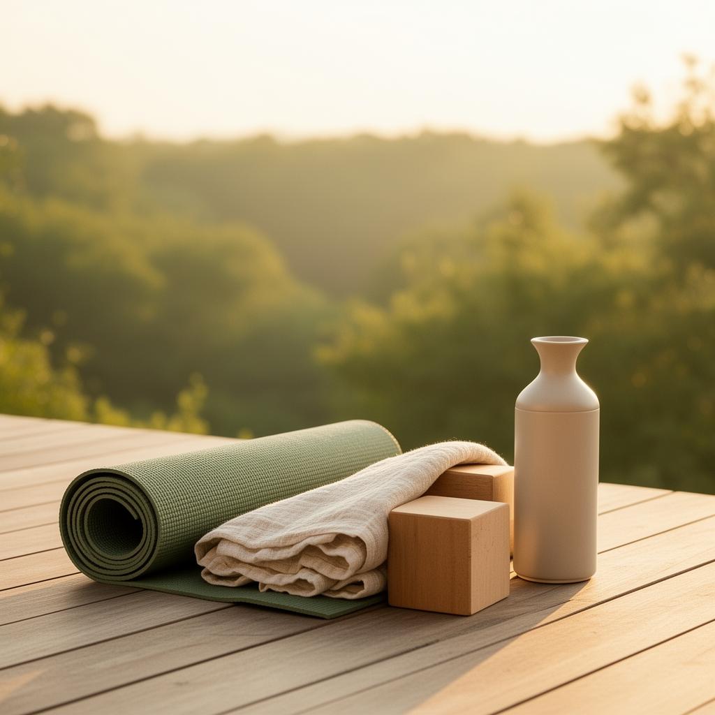 Pilates et mouvement doux sur terrasse en bois
